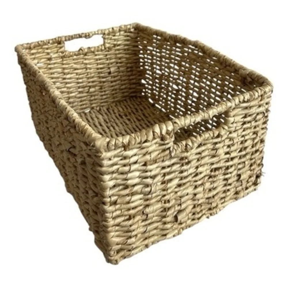 Large Tan Wicker Storage Basket Crate with Handles Home Organizer 14